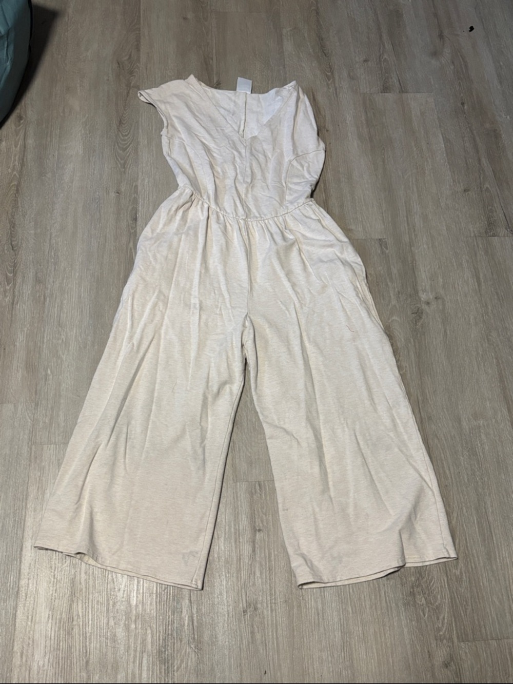 Smash + Tess Sleeveless Wide-Leg Jumpsuit in Light Beige